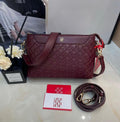 CH Carolina Herrera Embossed Monogram Shoulder Bag (Burgundy)