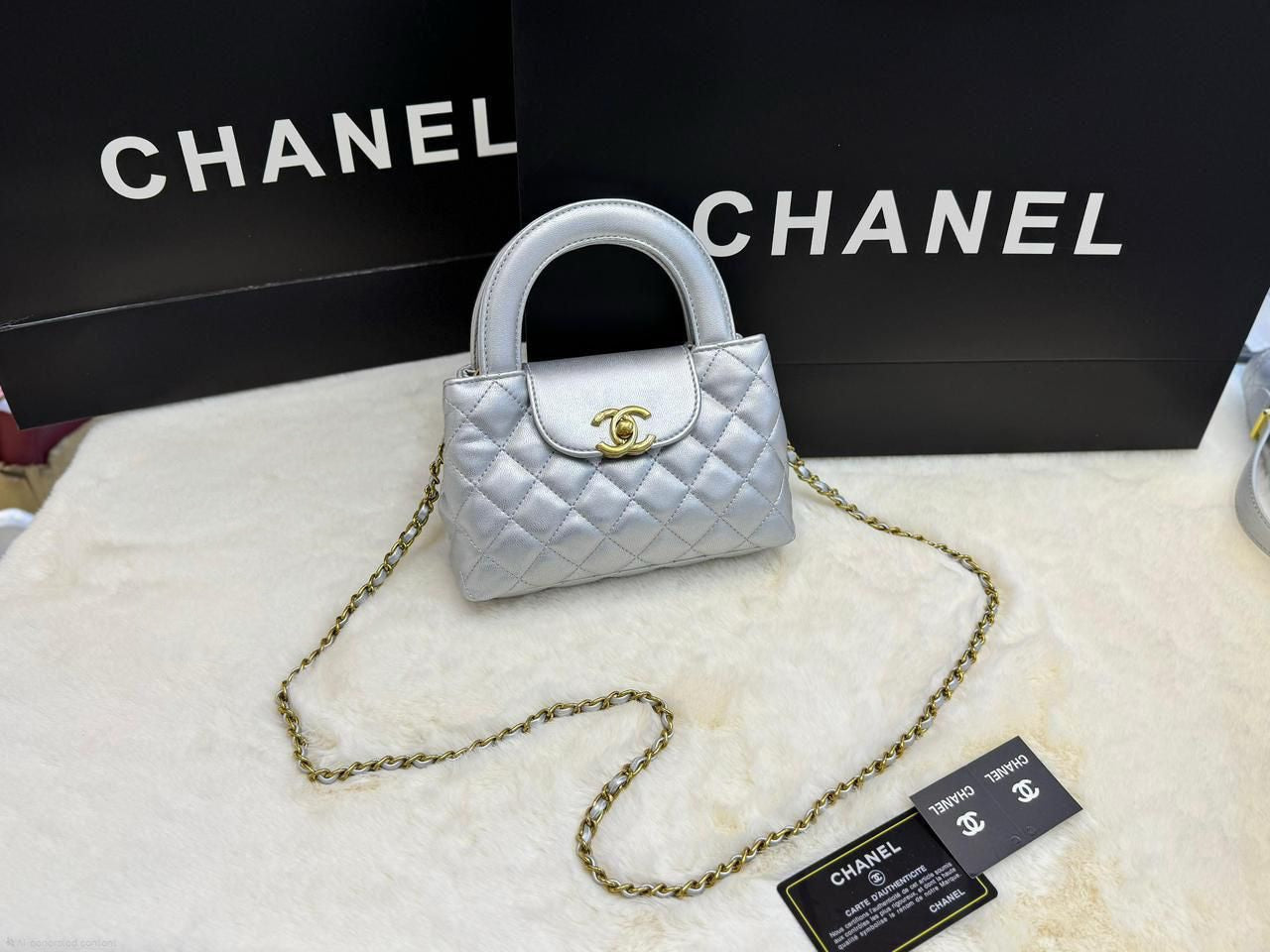 Chanel Nano Shopping Bag (Silver)