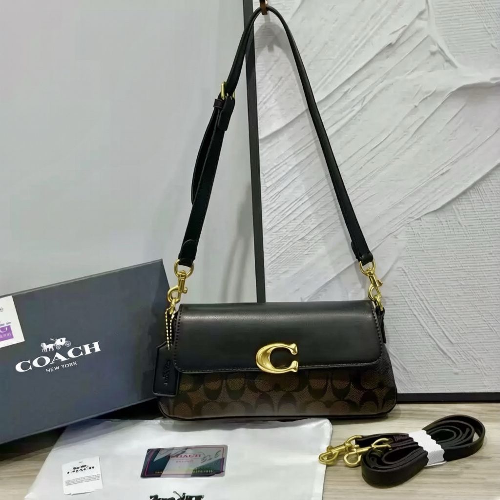 Coach Tabby Shoulder Bag 26 In Signature Canvas (Brown/Black)