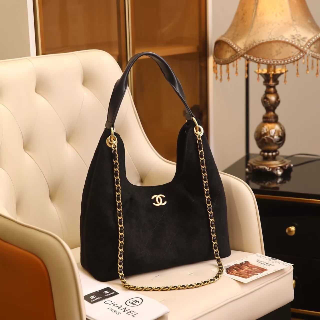 Chanel Hobo Bag (Black Suede)