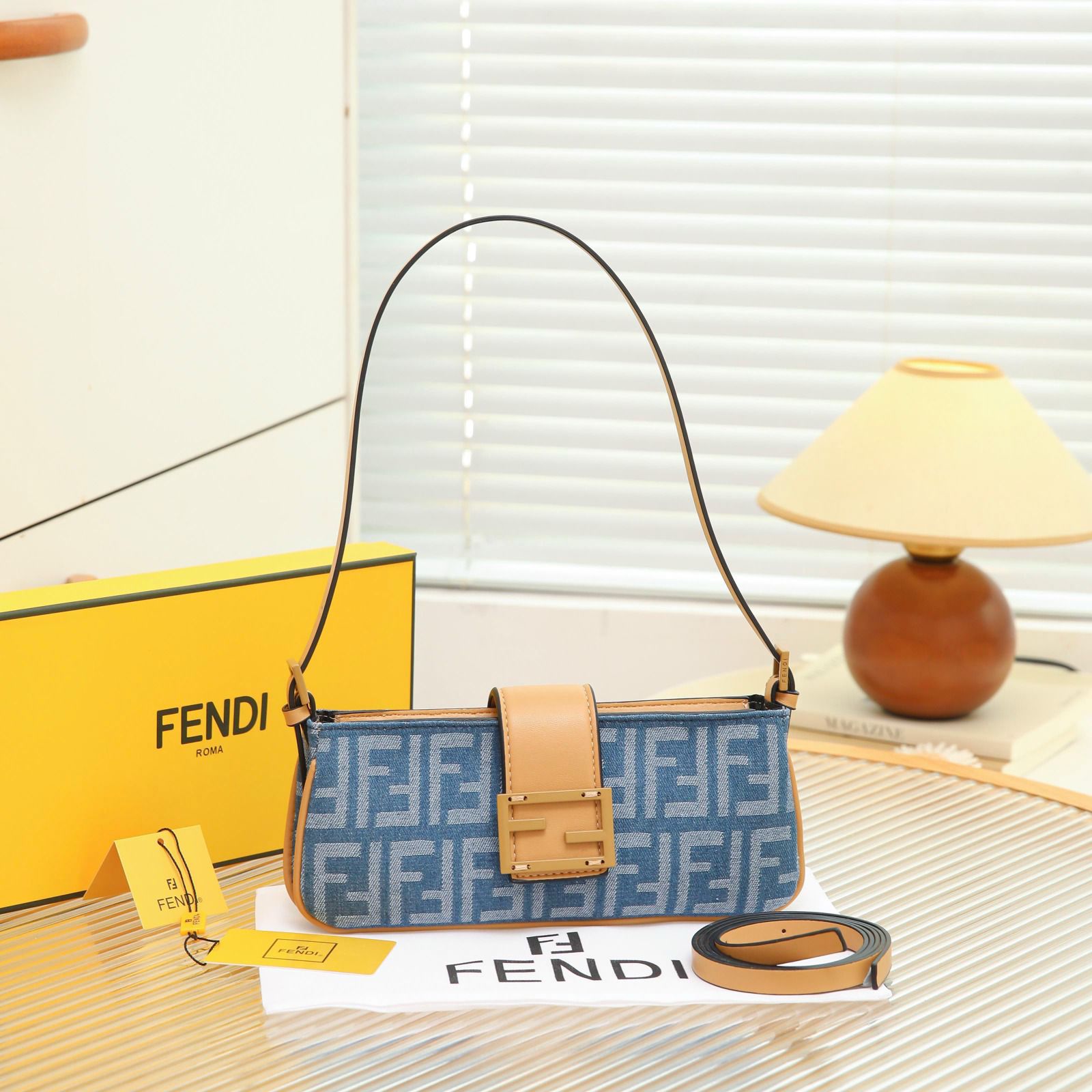 Fendi Baguette Bag (Blue Denim Canvas)