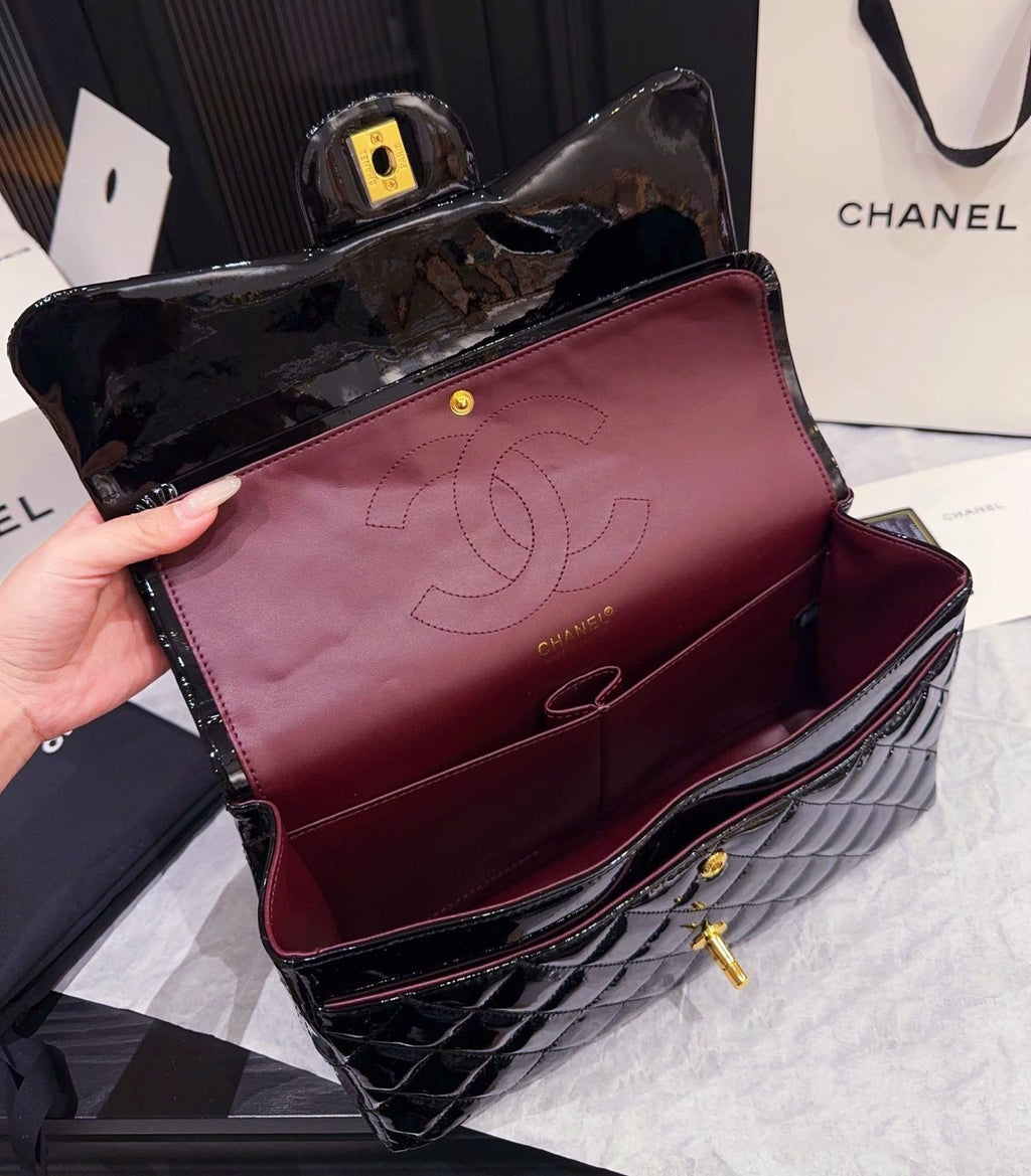 Chanel Classic Double Flap Bag (Black Caviar Leather with Gold Hardware)