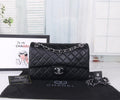 Chanel Classic Double Flap Bag (Black Lambskin with Silver Hardware)