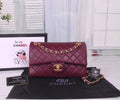 Chanel Classic Double Flap Bag (Burgundy Lambskin with Gold Hardware)
