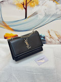 Saint Laurent Sunset Medium in Smooth Leather (Black/Silver)