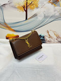Saint Laurent Sunset Medium in Smooth Leather (Brown/Gold)