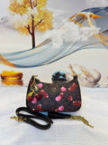 Coach Teri Shoulder Bag in Signature Canvas with Heart Cherry Print (Brown/Black/Pink Multi)