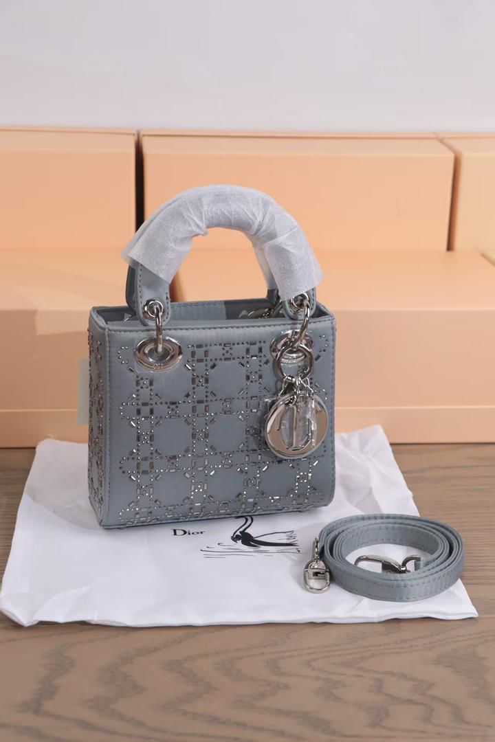 Lady Dior My ABCDior Bag with Crystal Cannage Embroidery(cloud blue)