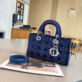 Dior Lady D-Joy Bag (Royal Blue Satin with Crystal/Bead Embellishment)
