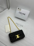 Celine Chain Shoulder Bag Triomphe (Triomphe Canvas - Black)