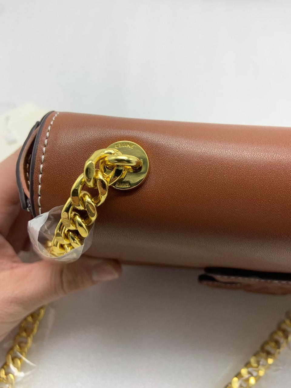 Celine Chain Shoulder Bag Cuir Triomphe (Shiny Calfskin - Tan)