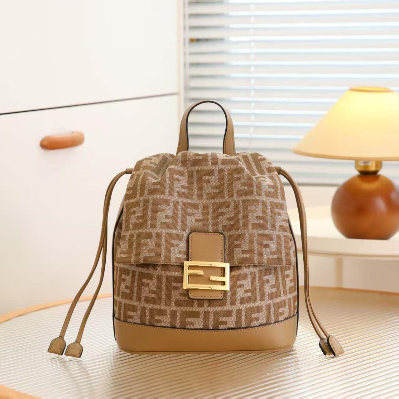 Fendi Baguette Backpack (Tan FF Monogram)