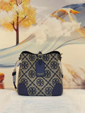 Tory Burch T Monogram Jacquard Small Bucket Bag (Tory Navy)