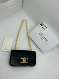 Celine Chain Shoulder Bag Triomphe (Shiny Calfskin - Black)