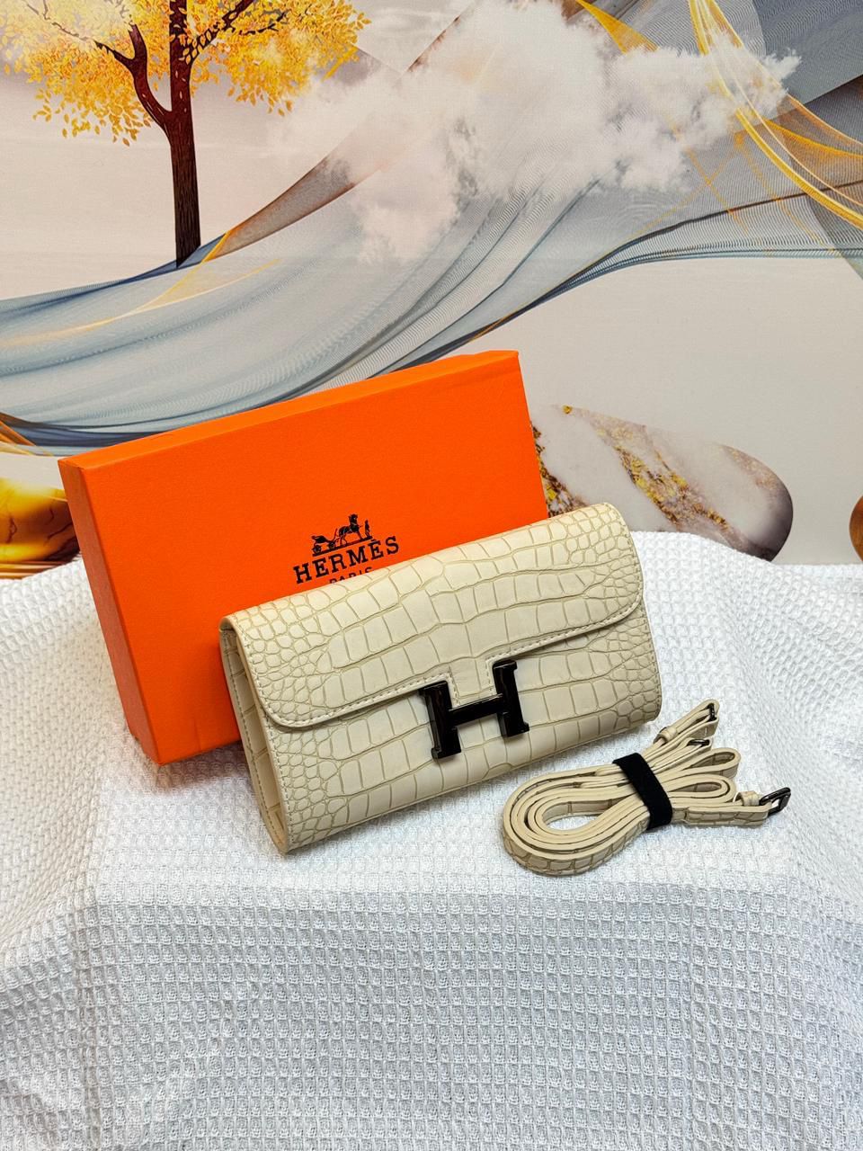 Hermès Constance Long To Go Wallet (Cream/Off-White)