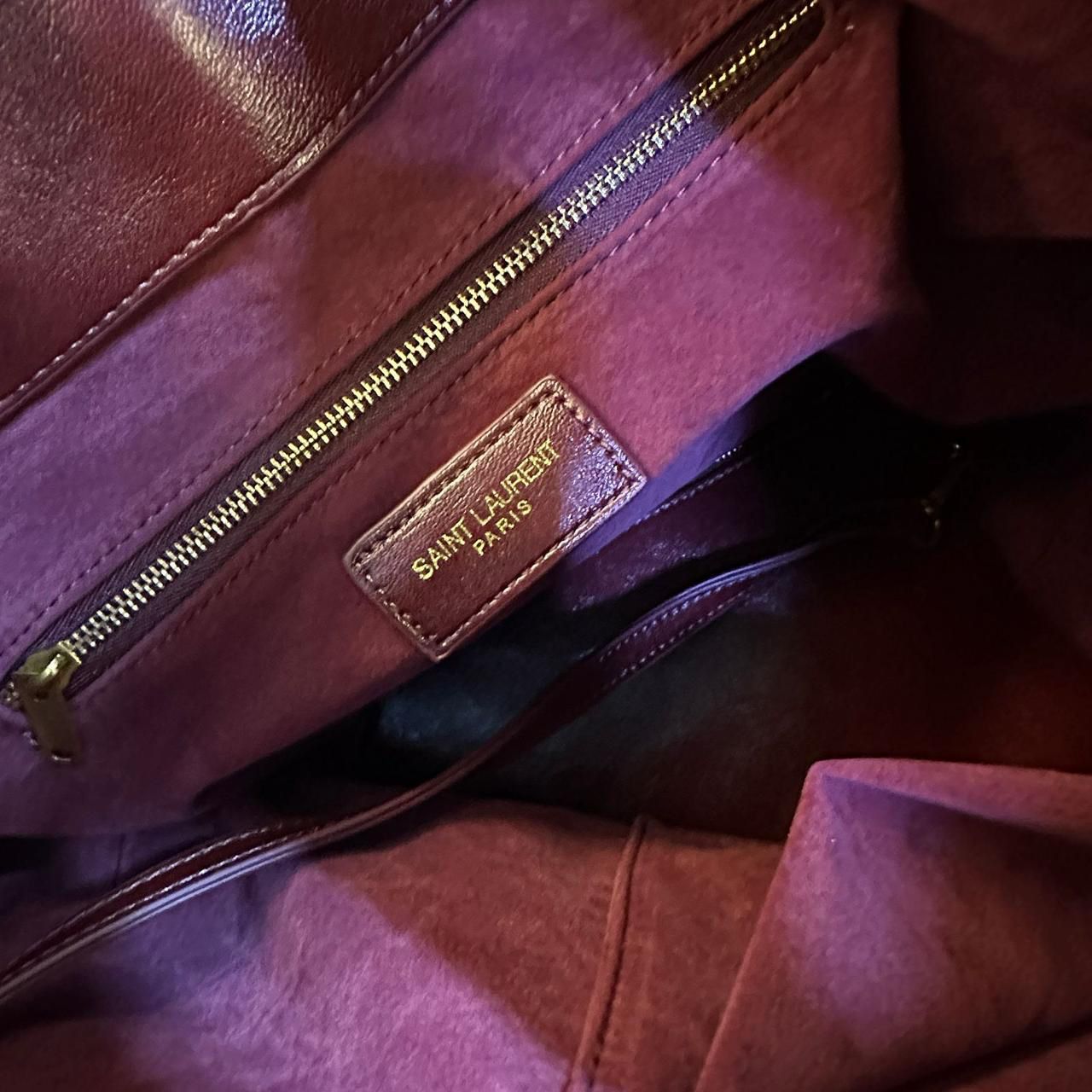 Saint Laurent Le 5 à 7 Supple Large Bag in Smooth Leather (Color: Rouge Legion)