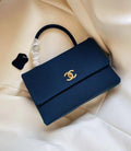 Chanel Coco Handle Flap Bag (Navy Blue)
