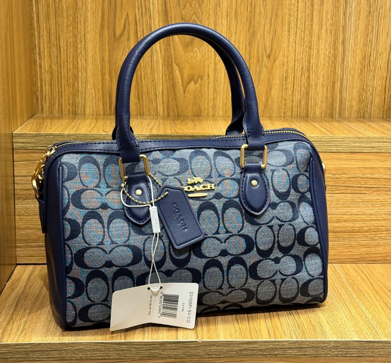 Coach Rowan Satchel in Signature Canvas (Gold/Midnight/Navy)