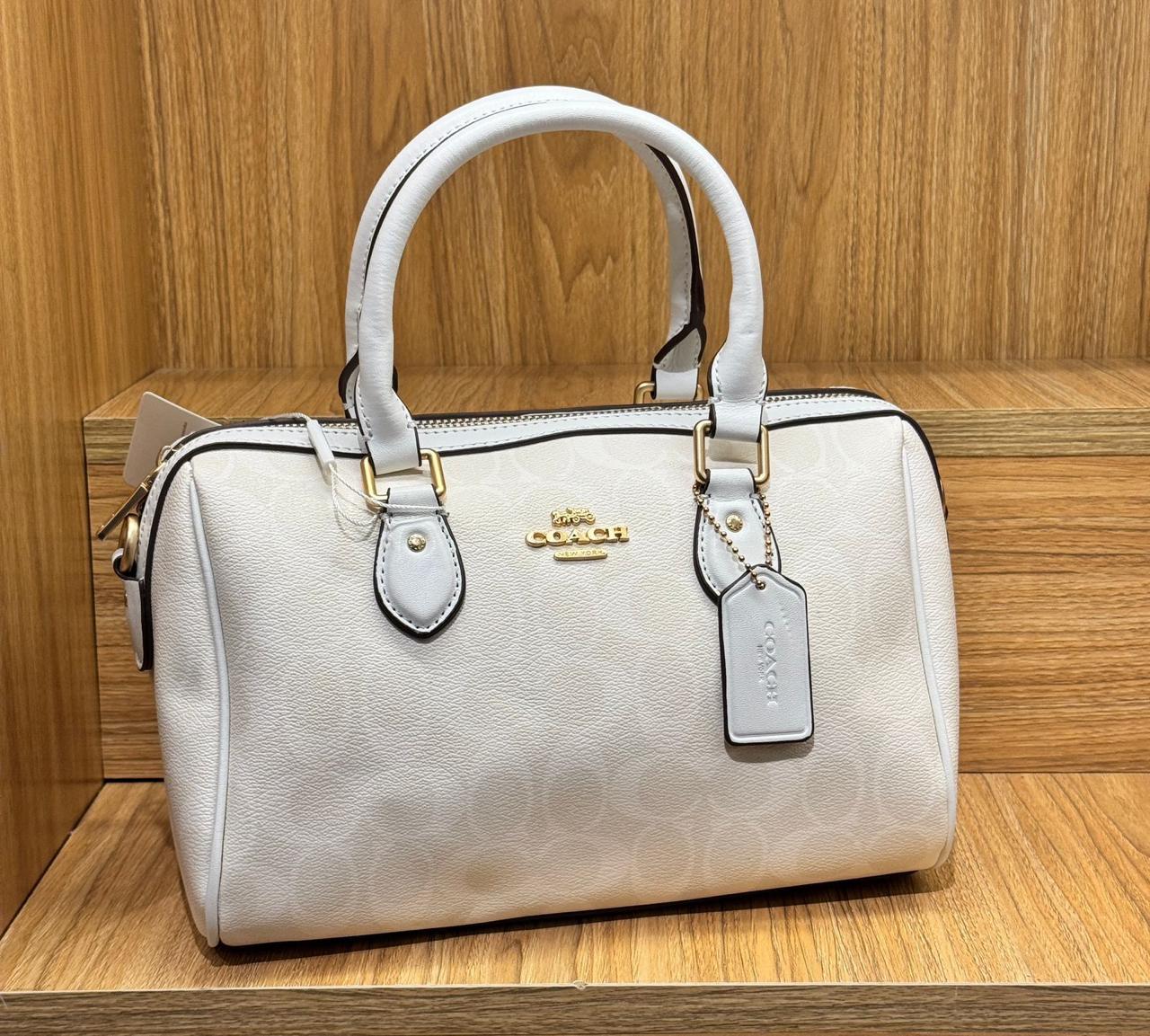 Coach Rowan Satchel in Signature Canvas (Gold/White/Chalk)