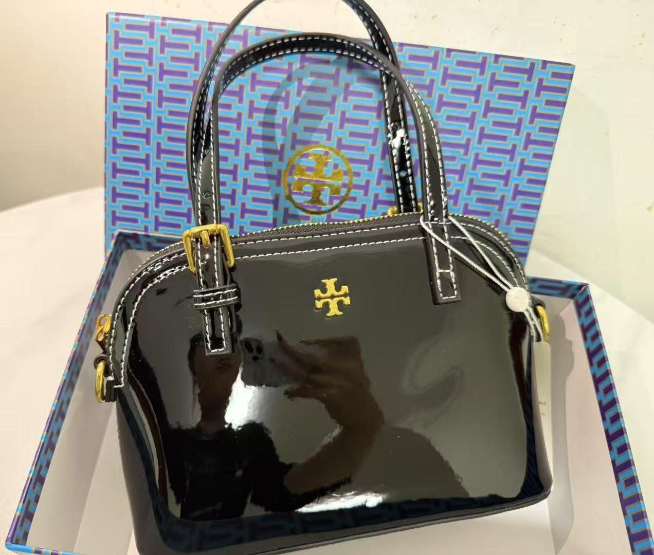Tory Burch Emerson Patent Leather Mini Satchel (Black)