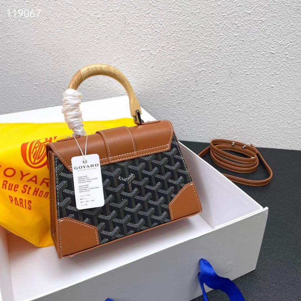 Goyard Saïgon Structured Bag (Black/Tan with Beechwood)