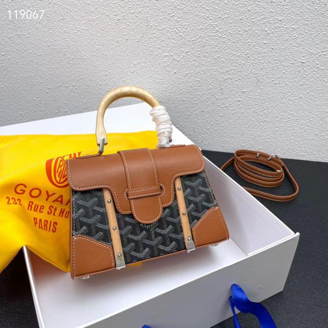 Goyard Saïgon Structured Bag (Black/Tan with Beechwood)