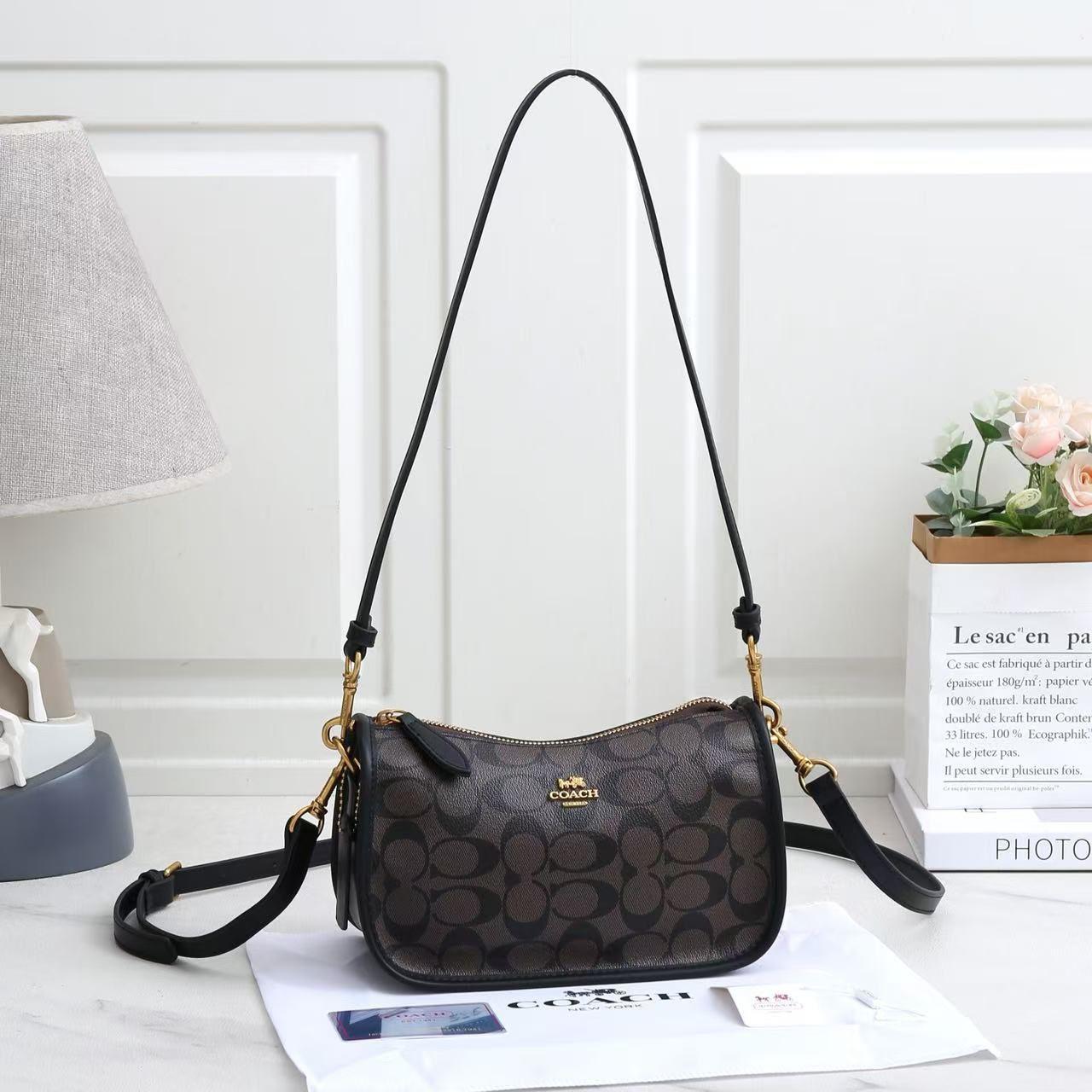 Coach Teri Shoulder Bag in Signature Canvas (Brown/Black)