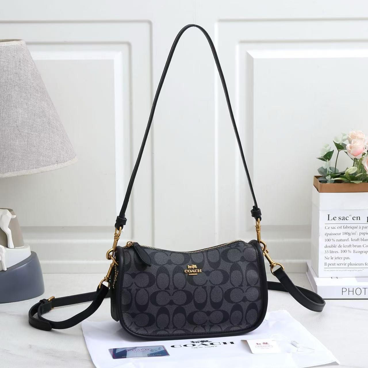 Coach Teri Shoulder Bag in Signature Canvas (Charcoal/Black)