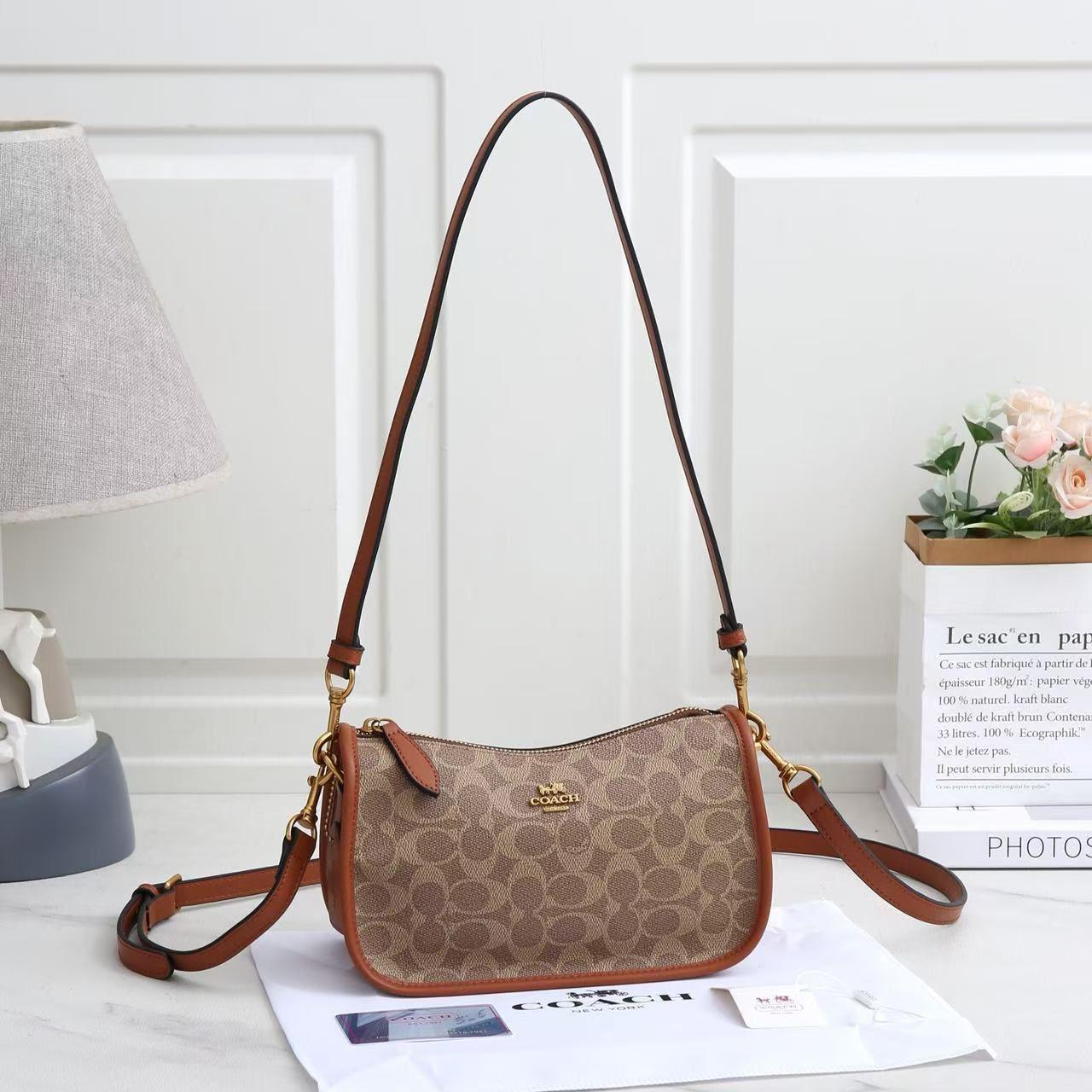 Coach Teri Shoulder Bag in Signature Canvas (Khaki/Saddle)