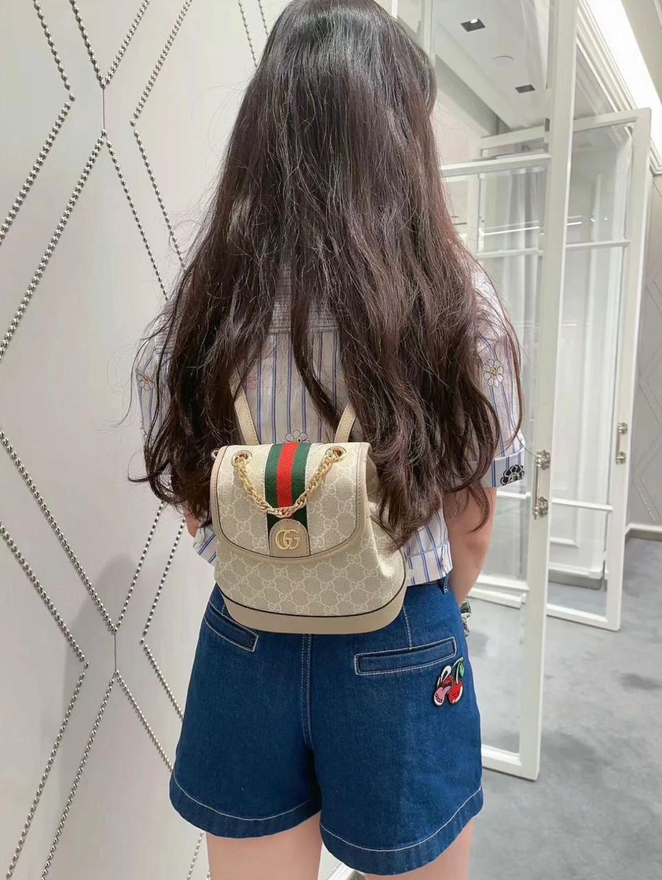 Gucci Ophidia Mini Backpack (Beige/White GG Supreme)