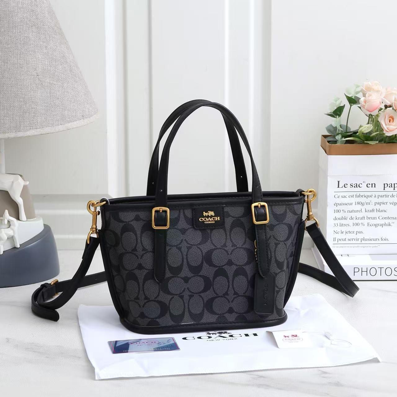 Coach Mollie Tote 25 in Signature Canvas (Black/Smoke)