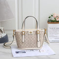 Coach Mollie Tote 25 in Signature Canvas (Light Khaki/Chalk)