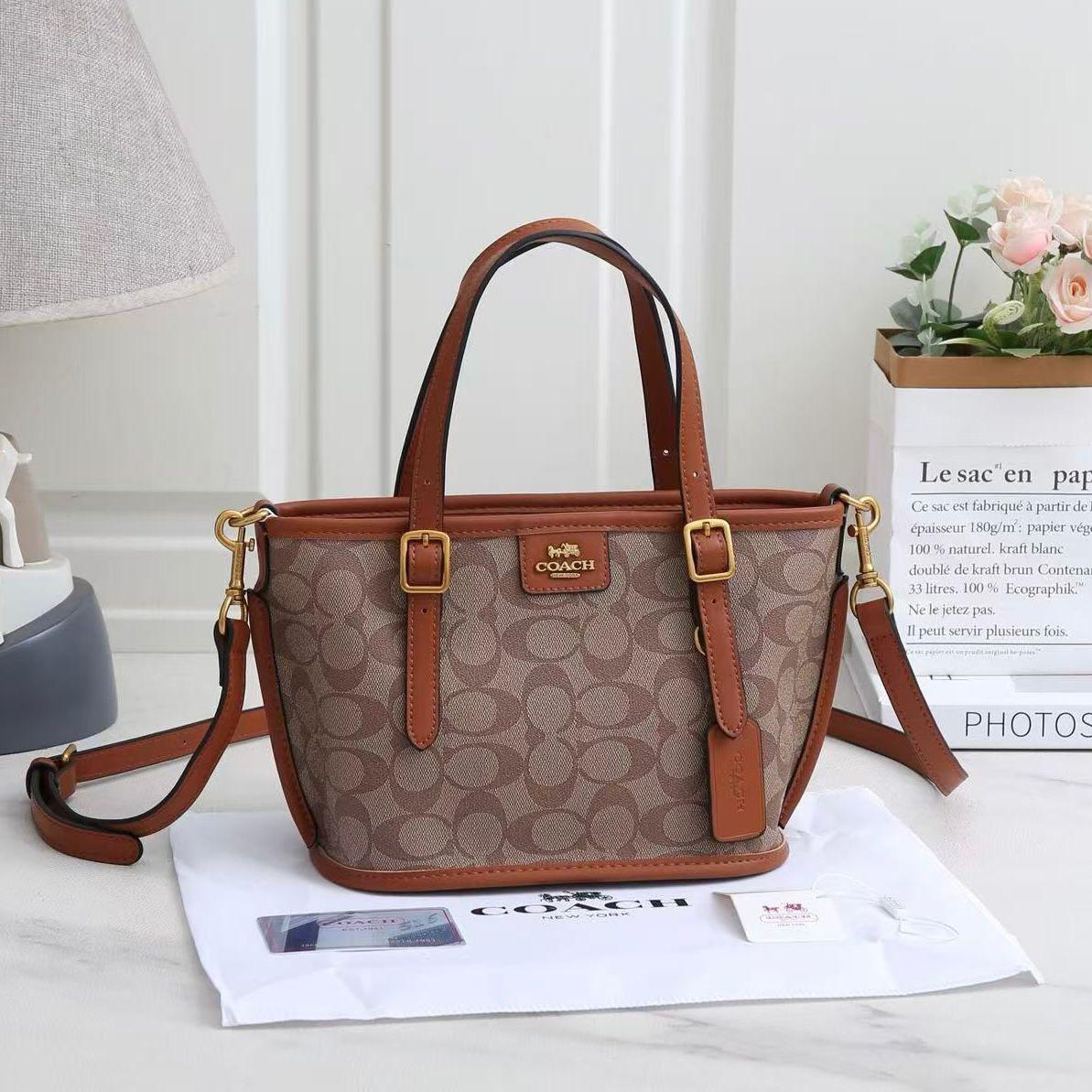 Coach Mollie Tote 25 in Signature Canvas (Khaki/Terracotta)