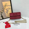 Valentino Garavani VLogo Signature Grainy Calfskin Chain bag (Burgundy)