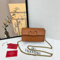 Valentino Garavani VLogo Signature Grainy Calfskin Chain bag(Saddle Brown)