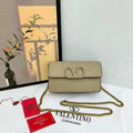 Valentino Garavani VLogo Signature Grainy Calfskin Chain bag (Beige)