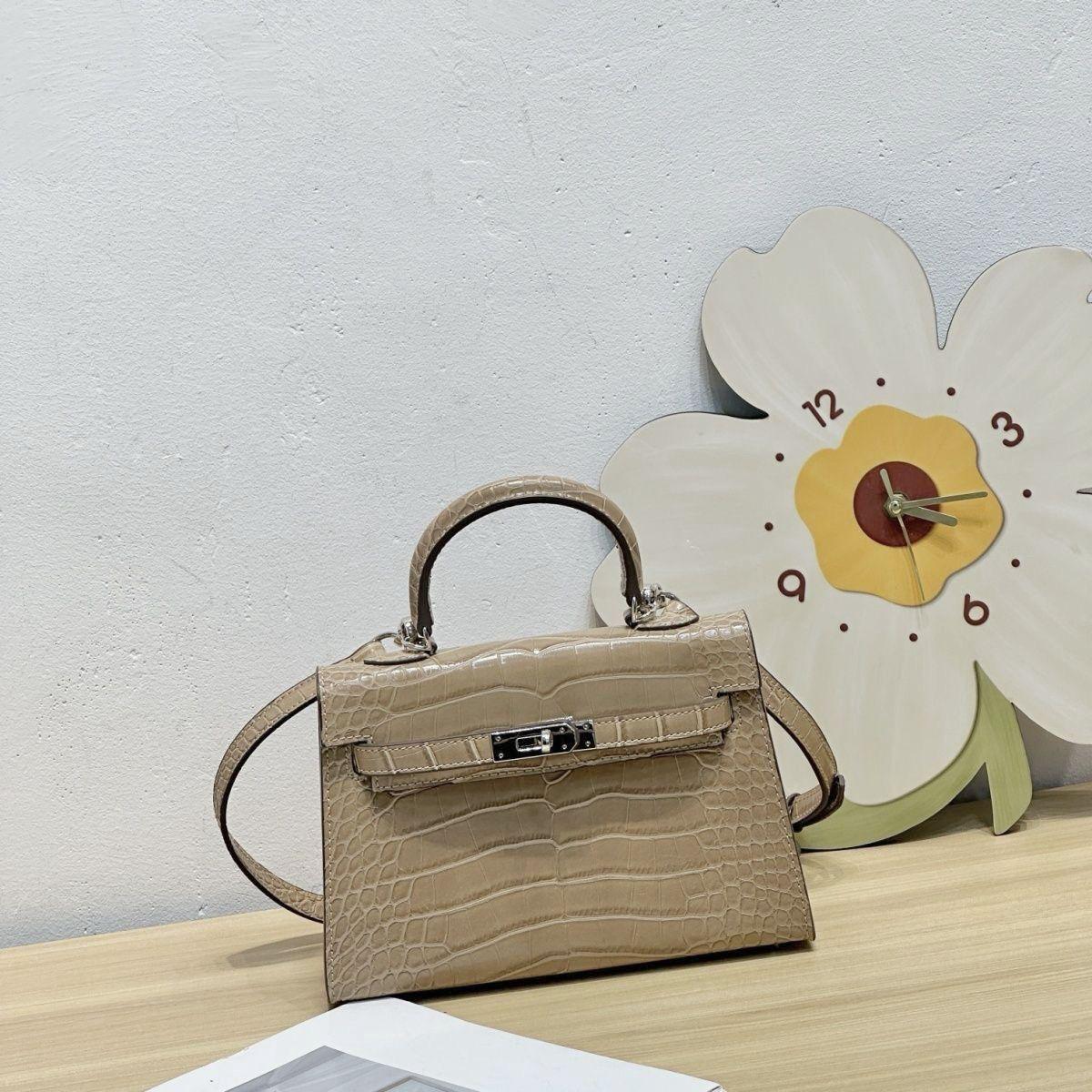 Hermès Kelly II Sellier Mini (Crocodile/Alligator) Beige/Taupe