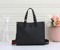 Gucci Ophidia Medium GG Tote Bag with Blue Leather Trim (Black/Grey GG Supreme with Black Leather)