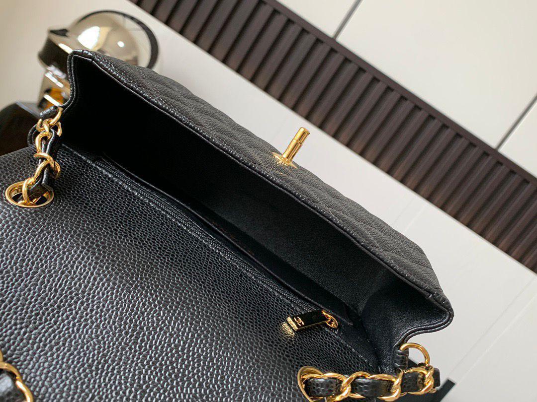 Chanel Mini Flap Bag with Pearl Crush (Black with Gold-Tone Hardware)