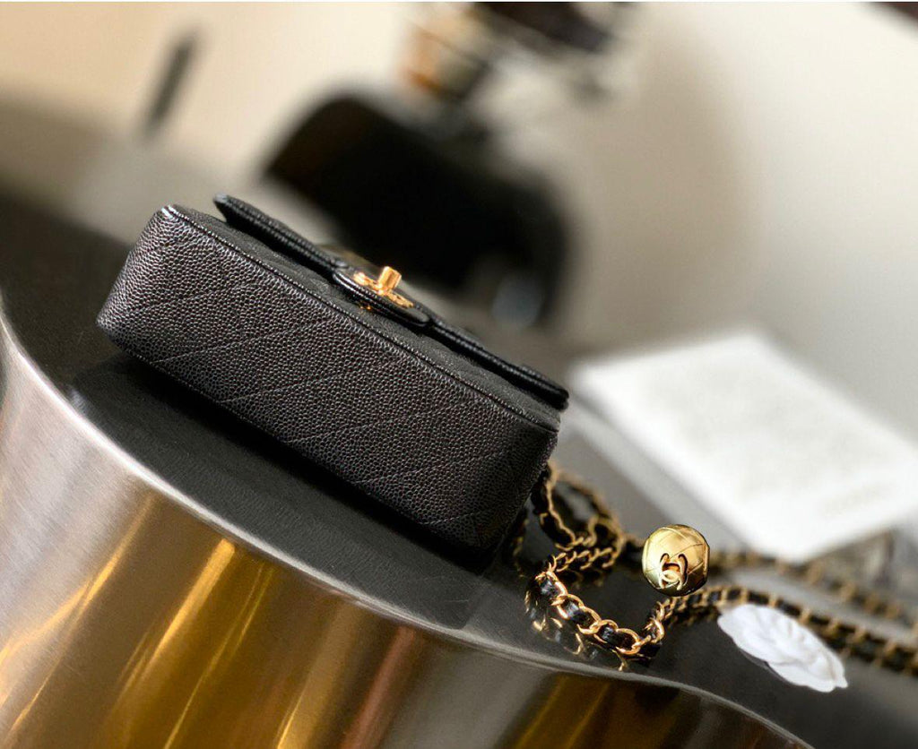 Chanel Mini Flap Bag with Pearl Crush (Black with Gold-Tone Hardware)