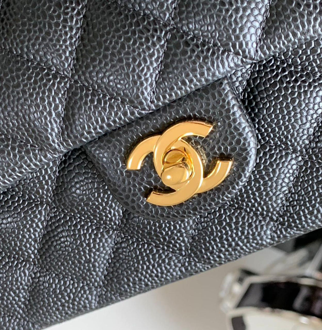 Chanel Mini Flap Bag with Pearl Crush (Black with Gold-Tone Hardware)