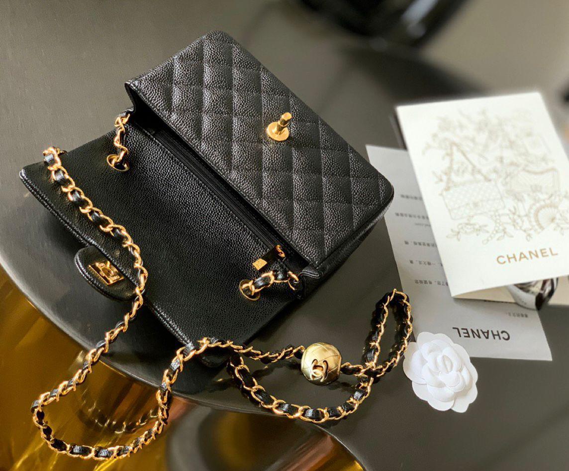 Chanel Mini Flap Bag with Pearl Crush (Black with Gold-Tone Hardware)