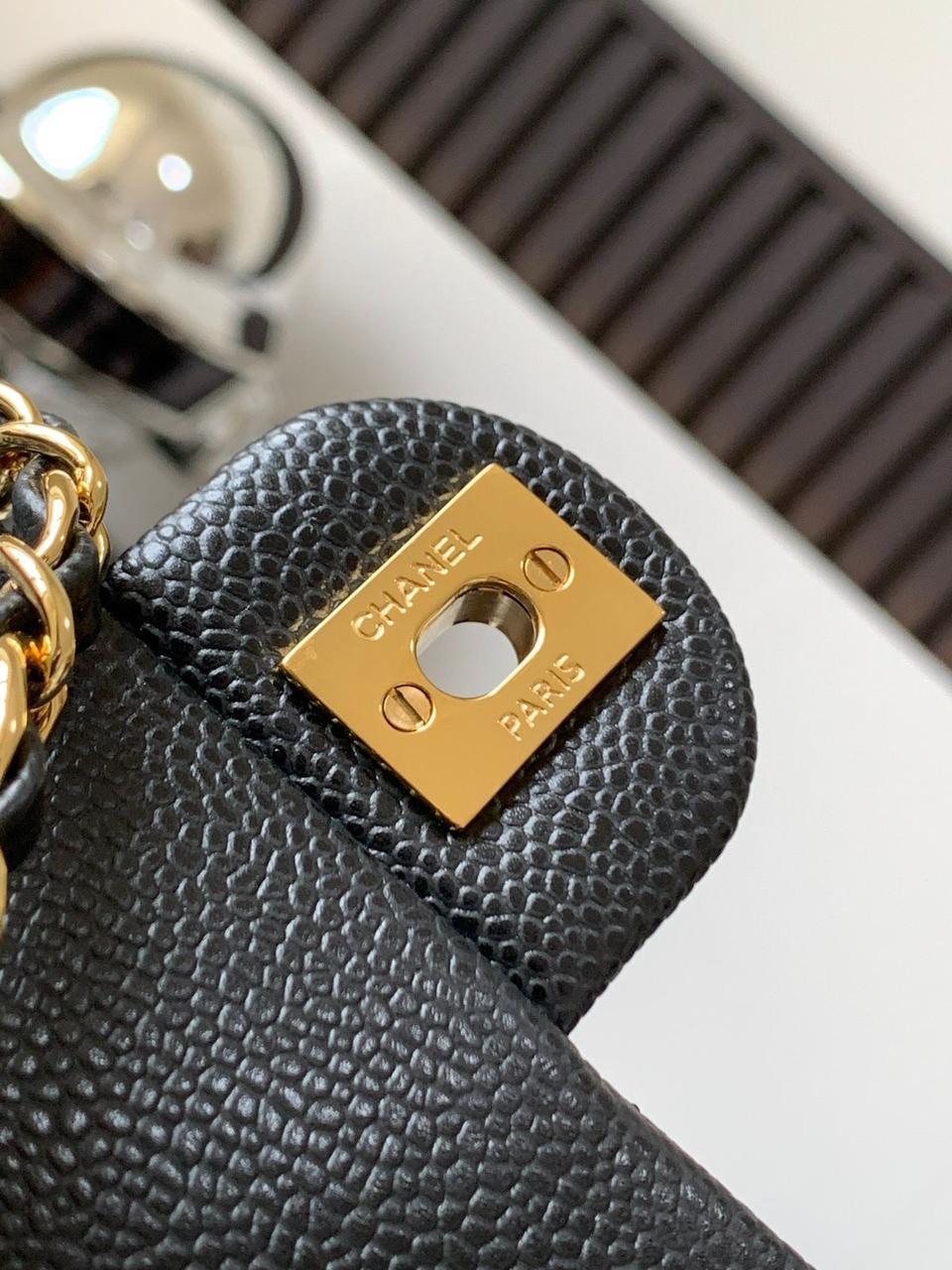 Chanel Mini Flap Bag with Pearl Crush (Black with Gold-Tone Hardware)