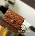 Chanel Mini Flap Bag with Pearl Crush (Caramel / Cognac Brown with Gold-Tone Hardware)