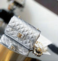 Chanel Mini Flap Bag with Pearl Crush (Silver with Gold-Tone Hardware)