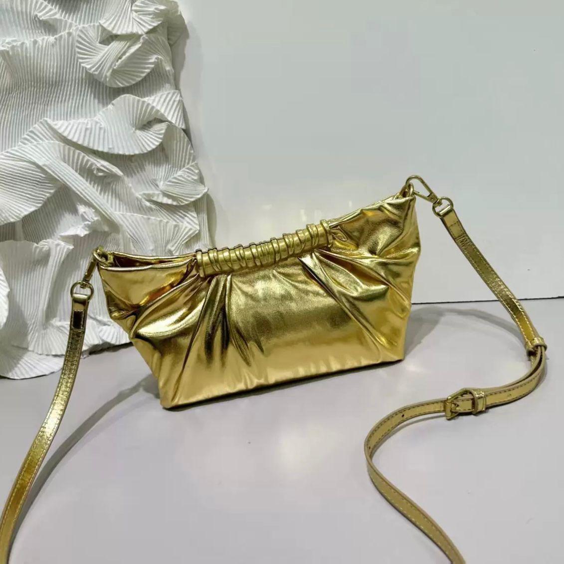 Fendi First Small Shoulder Bag (Gold Metallic Leather)