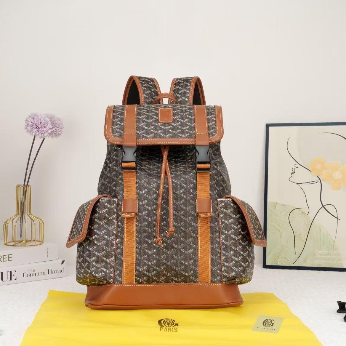 Goyard Alpin MM Backpack (Black & Tan)