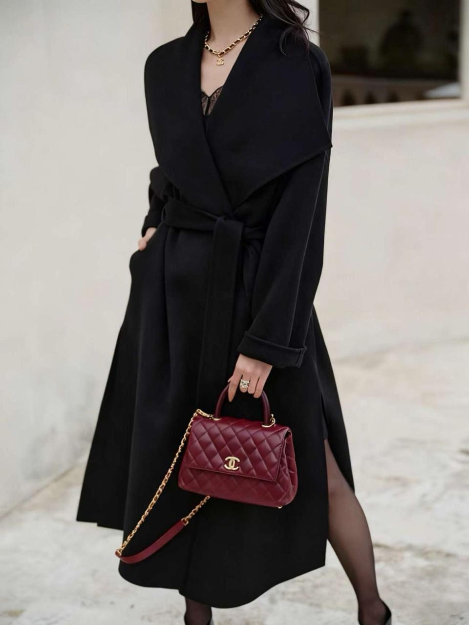 Chanel Small Coco Handle Bag (Burgundy with Gold Hardware)