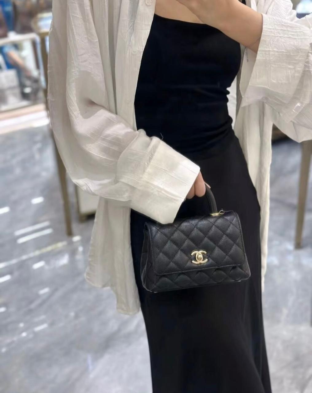Chanel mini Coco Handle Bag (Black with Silver Hardware)