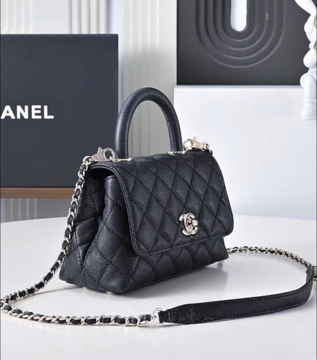 Chanel mini Coco Handle Bag (Black with Silver Hardware)